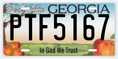 GA license plate PTF5167