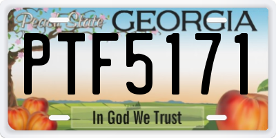 GA license plate PTF5171