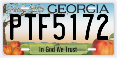 GA license plate PTF5172