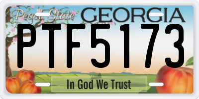 GA license plate PTF5173