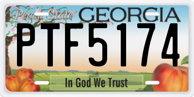GA license plate PTF5174