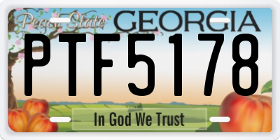 GA license plate PTF5178