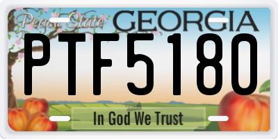 GA license plate PTF5180