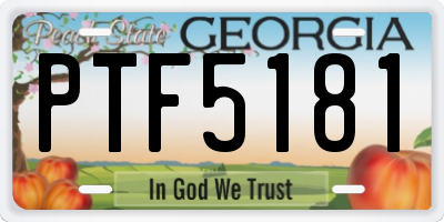 GA license plate PTF5181
