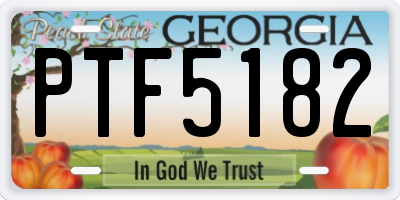 GA license plate PTF5182