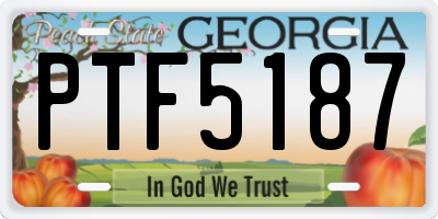 GA license plate PTF5187