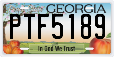 GA license plate PTF5189