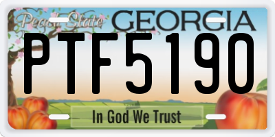 GA license plate PTF5190