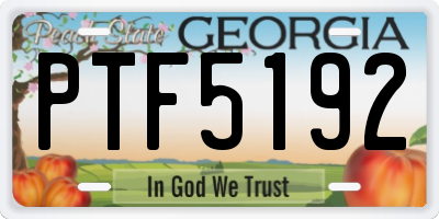 GA license plate PTF5192