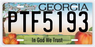 GA license plate PTF5193