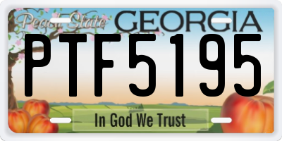 GA license plate PTF5195