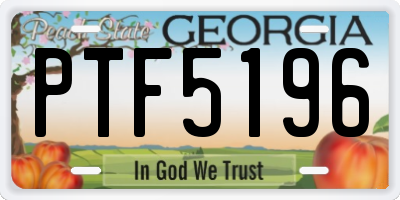 GA license plate PTF5196