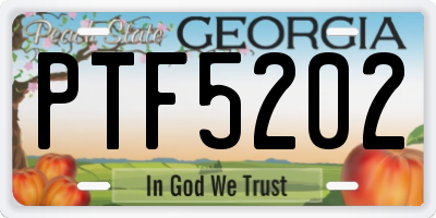 GA license plate PTF5202