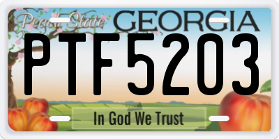 GA license plate PTF5203