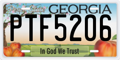 GA license plate PTF5206