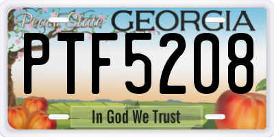 GA license plate PTF5208