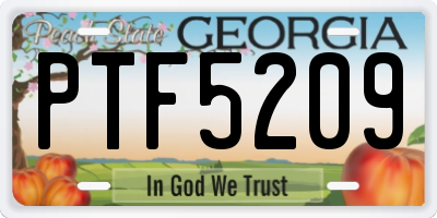 GA license plate PTF5209