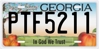 GA license plate PTF5211