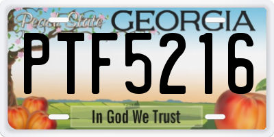 GA license plate PTF5216