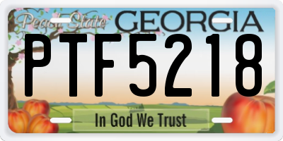 GA license plate PTF5218