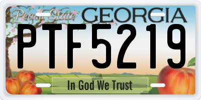 GA license plate PTF5219