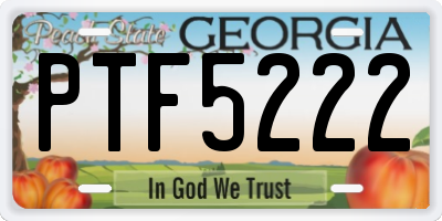 GA license plate PTF5222