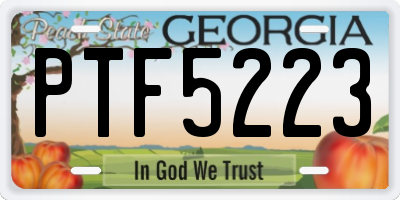 GA license plate PTF5223