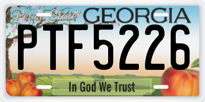 GA license plate PTF5226