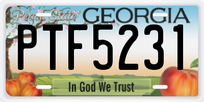 GA license plate PTF5231