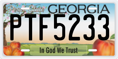GA license plate PTF5233
