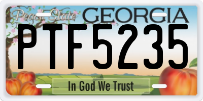 GA license plate PTF5235