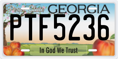 GA license plate PTF5236