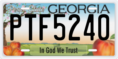 GA license plate PTF5240