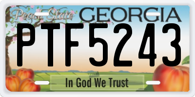 GA license plate PTF5243