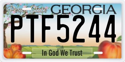 GA license plate PTF5244