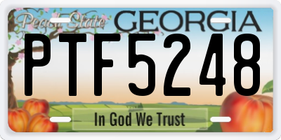 GA license plate PTF5248