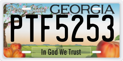 GA license plate PTF5253