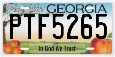 GA license plate PTF5265
