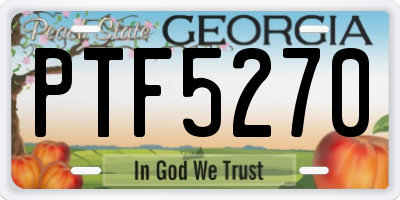 GA license plate PTF5270