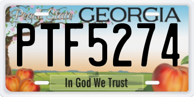 GA license plate PTF5274