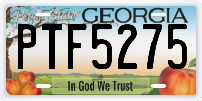 GA license plate PTF5275