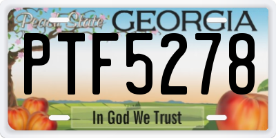 GA license plate PTF5278