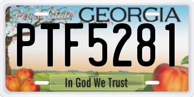 GA license plate PTF5281