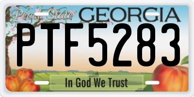 GA license plate PTF5283