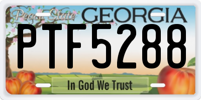 GA license plate PTF5288