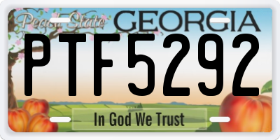 GA license plate PTF5292