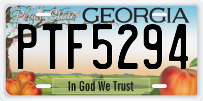 GA license plate PTF5294