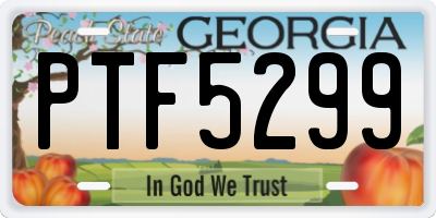 GA license plate PTF5299