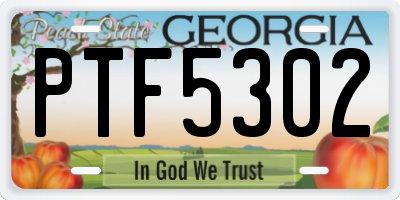 GA license plate PTF5302