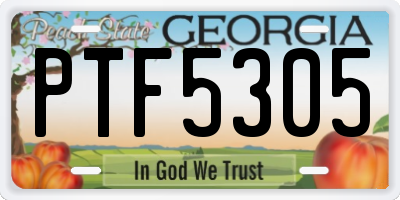 GA license plate PTF5305